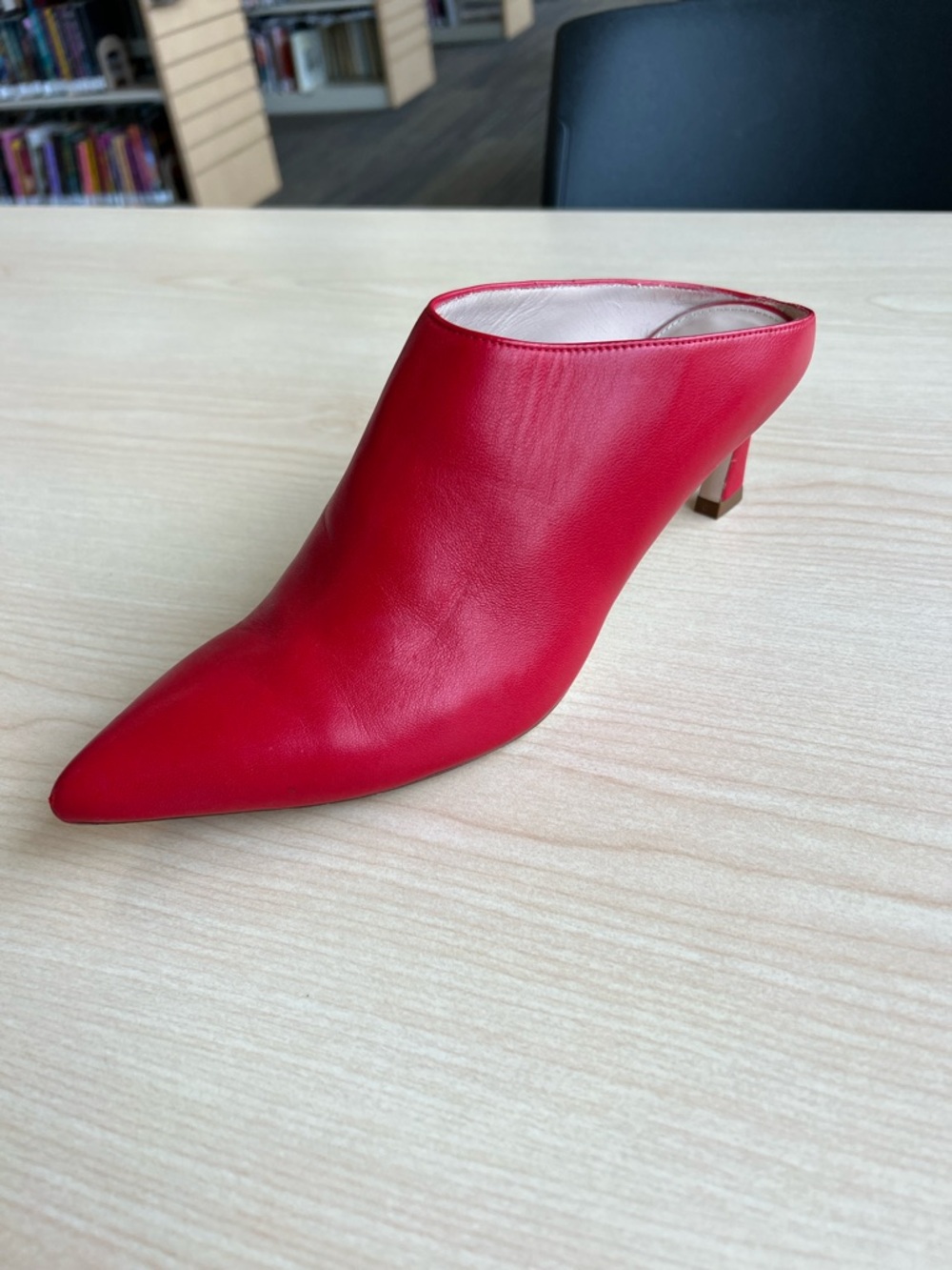 Stuart Weitzman mira red leather pointed toe slide on mules kitten heels 7.5 - Picture 16 of 16